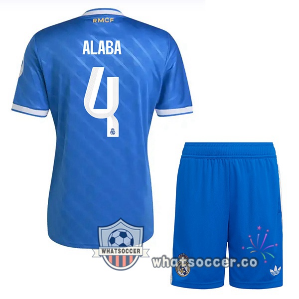 Real Madrid (Alaba 4) Kids Third Soccer Jerseys Blue 2025-2026
