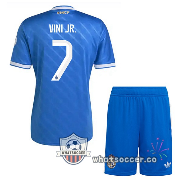 Real Madrid (Vini Jr. 7) Kids Third Soccer Jerseys Blue 2025-2026