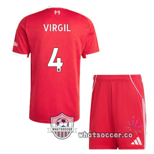 FC Liverpool (VIRGIL 4) Kids Home Soccer Jerseys Red 2025-2026