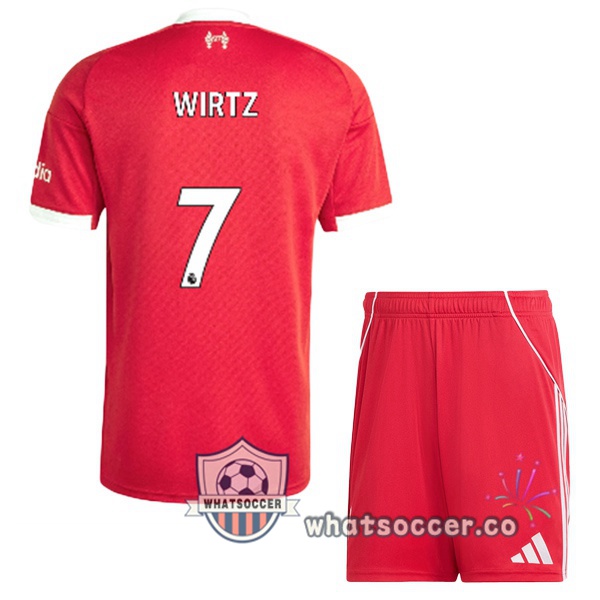 FC Liverpool (WIRTZ 7) Kids Home Soccer Jerseys Red 2025-2026