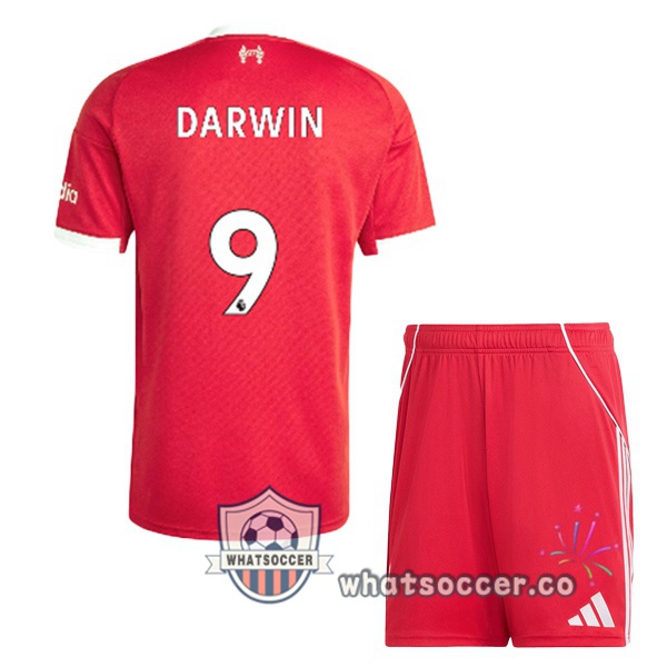 FC Liverpool (DARWIN 9) Kids Home Soccer Jerseys Red 2025-2026