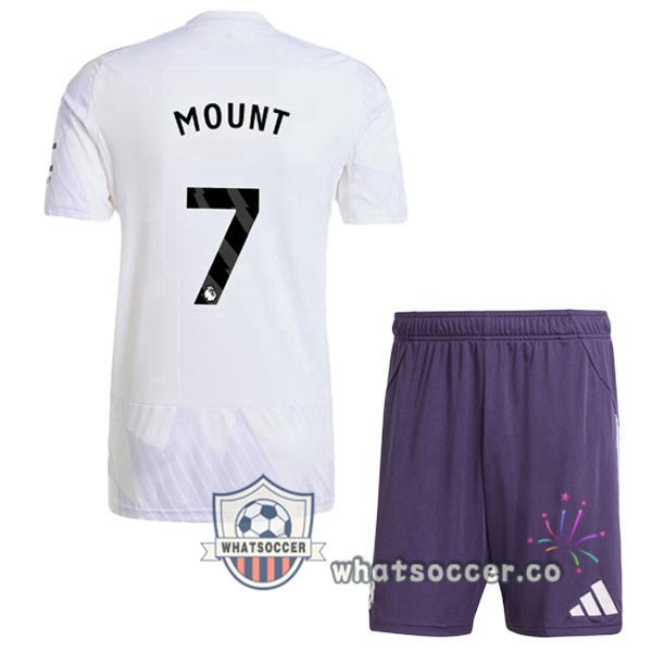 Manchester United (MOUNT 7) Kids Away Soccer Jerseys White 2025-2026