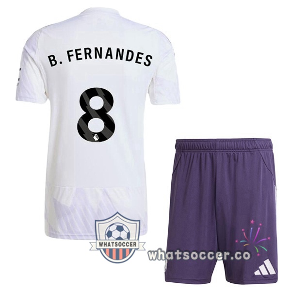 Manchester United (B. FERNANDES 8) Kids Away Soccer Jerseys White 2025-2026