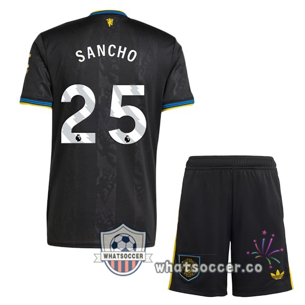 Manchester United (SANCHO 25) Kids Third Soccer Jerseys Black 2025-2026