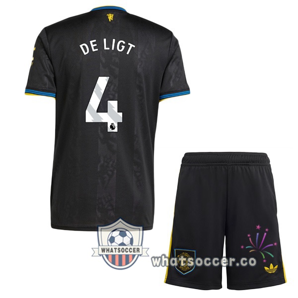 Manchester United (DE LIGT 4) Kids Third Soccer Jerseys Black 2025-2026