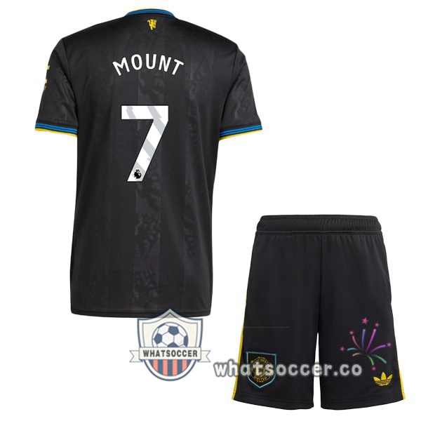 Manchester United (MOUNT 7) Kids Third Soccer Jerseys Black 2025-2026