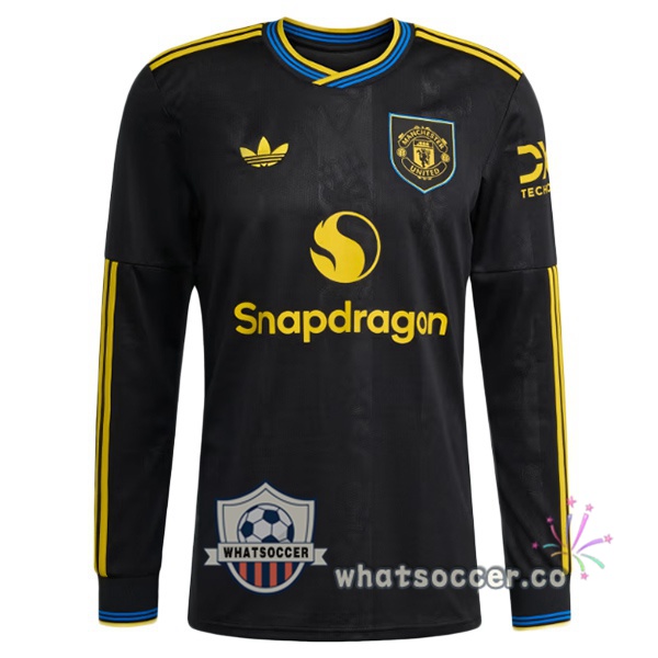 Manchester United Third Soccer Jerseys Long Sleeve Black 2025-2026