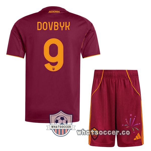 AS Roma (DOVBYK 9) Kids Home Soccer Jerseys Red 2025-2026
