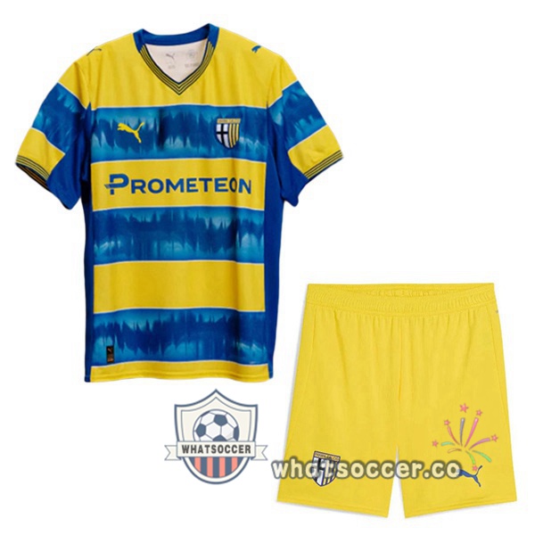 Parma Calcio Kids Away Soccer Jerseys Yellow Blue 2025-2026