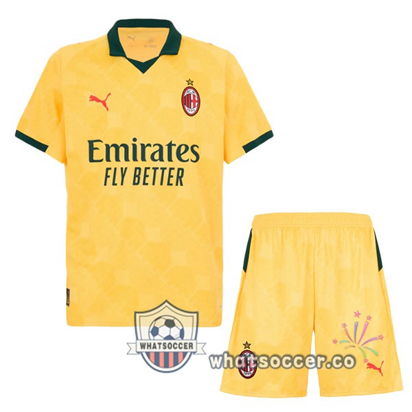 AC Milan Kids Third Soccer Jerseys Yellow 2025-2026