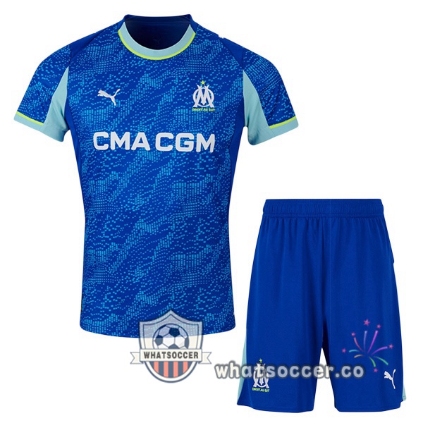 Olympique de Marseille Kids Third Soccer Jerseys Blue 2025-2026