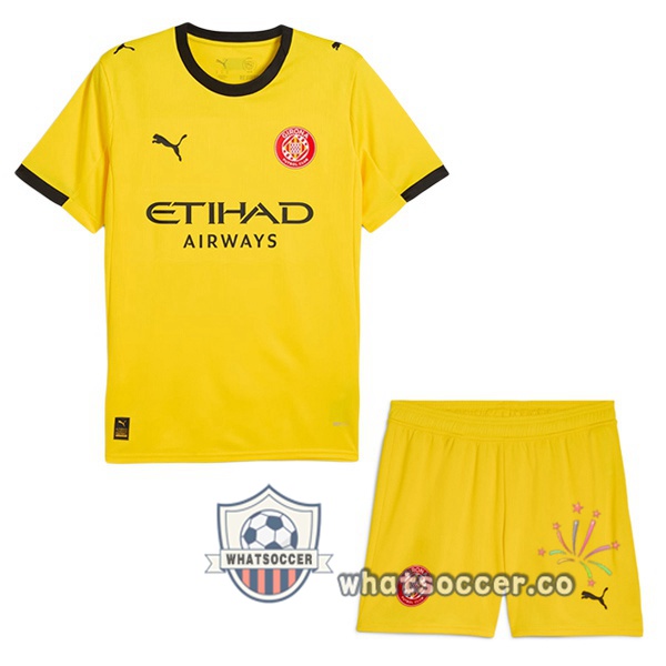 Girona Kids Away Soccer Jerseys Yellow 2025-2026