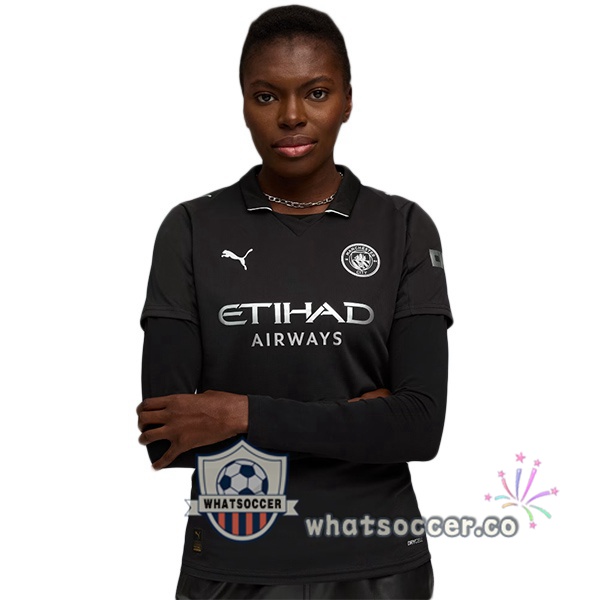 Manchester City Women Away Soccer Jerseys Black 2025-2026