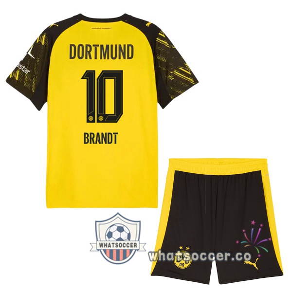 Dortmund BVB (Brandt 10) Kids Home Soccer Jerseys Yellow 2025-2026