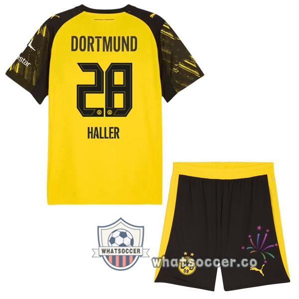 Dortmund BVB (Haller 28) Kids Home Soccer Jerseys Yellow 2025-2026