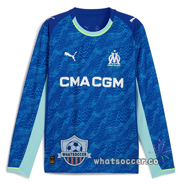 Olympique de Marseille Third Soccer Jerseys Long Sleeve Blue 2025-2026