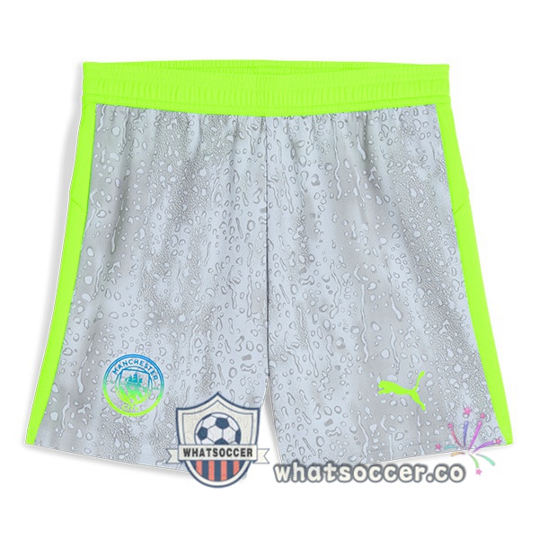 Manchester City Third Soccer Shorts Gray Green 2025-2026