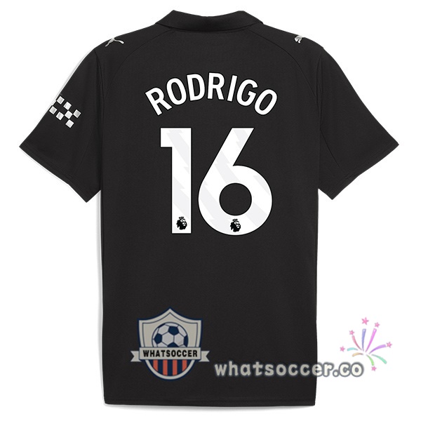 Manchester City (Rodrigo 16) Away Soccer Jerseys Black 2025-2026