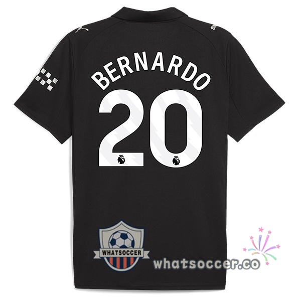 Manchester City (Bernardo Silva 20) Away Soccer Jerseys Black 2025-2026