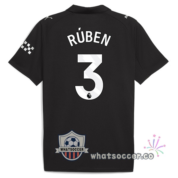 Manchester City (Ruben Dias 3) Away Soccer Jerseys Black 2025-2026