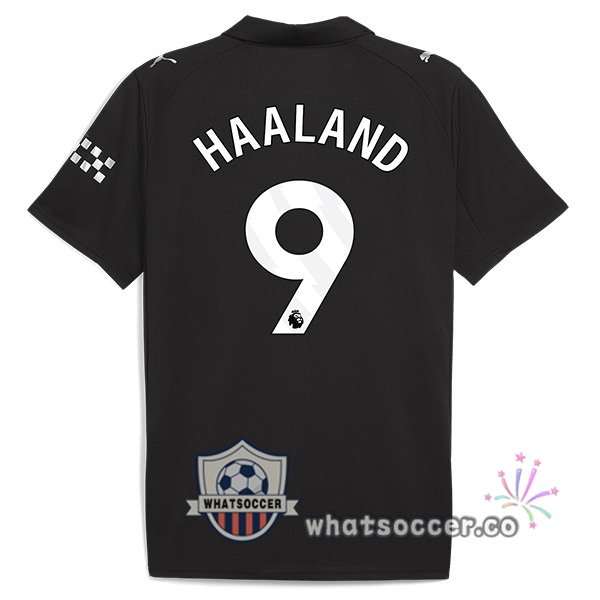 Manchester City (Erling Haaland 9) Away Soccer Jerseys Black 2025-2026