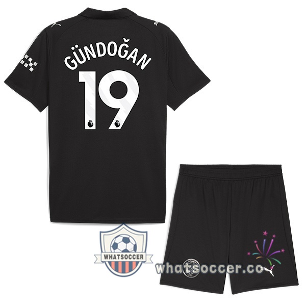 Manchester City (Ilkay Gündoğan 19) Kids Away Soccer Jerseys Black 2025-2026
