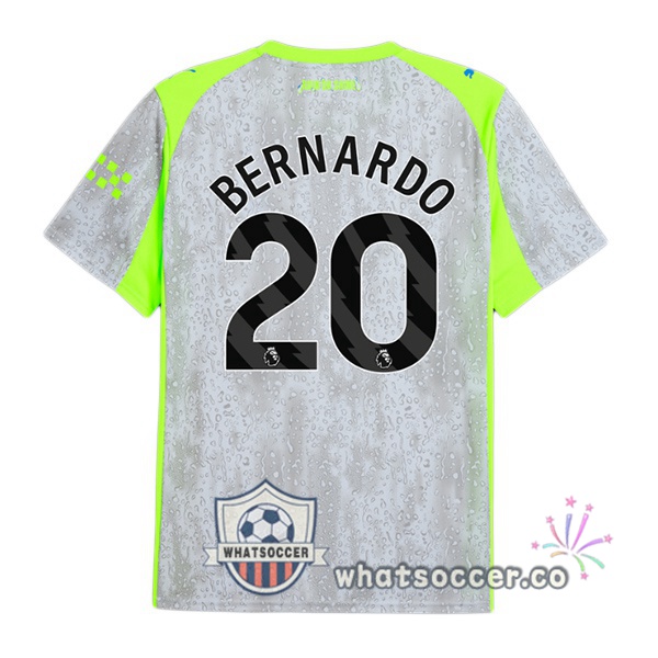 Manchester City (Bernardo Silva 20) Third Soccer Jerseys Gray Green 2025-2026