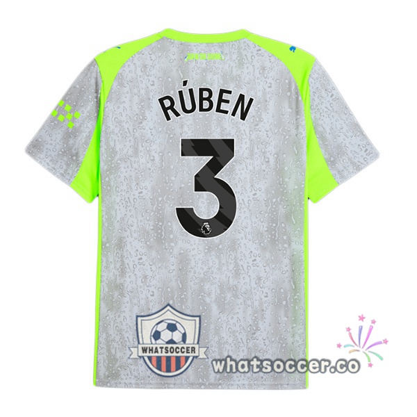 Manchester City (Ruben Dias 3) Third Soccer Jerseys Gray Green 2025-2026