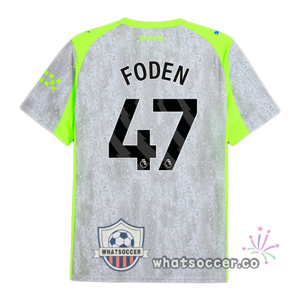 Manchester City (Phil Foden 47) Third Soccer Jerseys Gray Green 2025-2026