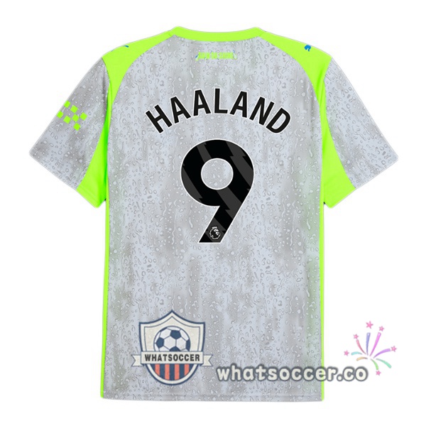 Manchester City (Erling Haaland 9) Third Soccer Jerseys Gray Green 2025-2026