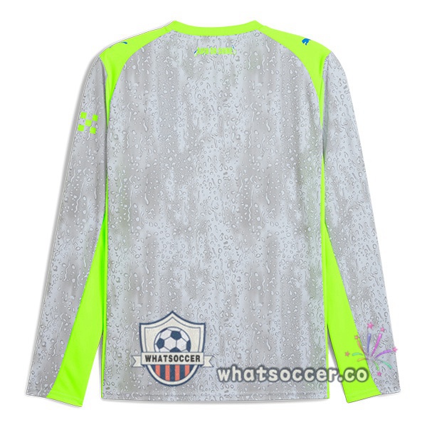 Manchester City Third Soccer Jerseys Long Sleeve Gray Green 2025-2026