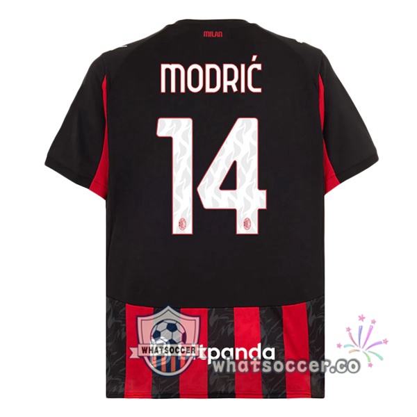 AC Milan (Modrić 14) Home Soccer Jerseys Red Black 2025-2026