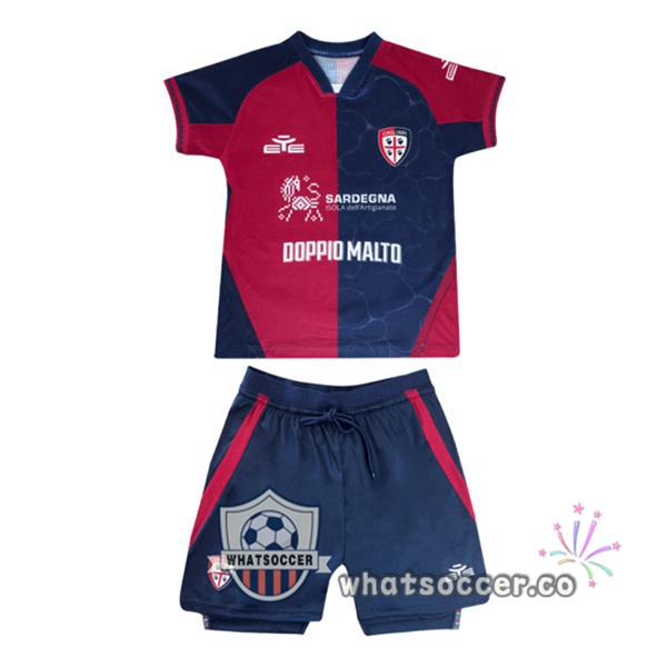 Cagliari Calcio Kids Home Soccer Jerseys Blue Red 2025-2026