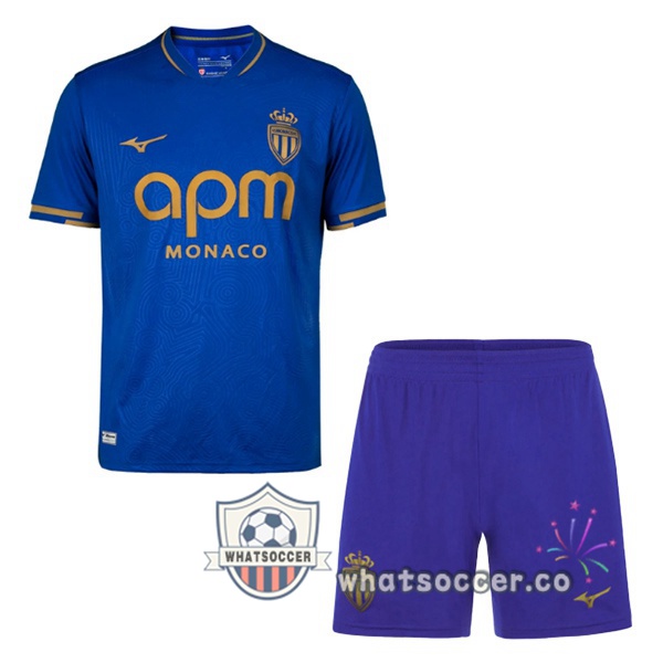 AS Monaco Kids Away Soccer Jerseys Blue 2025-2026