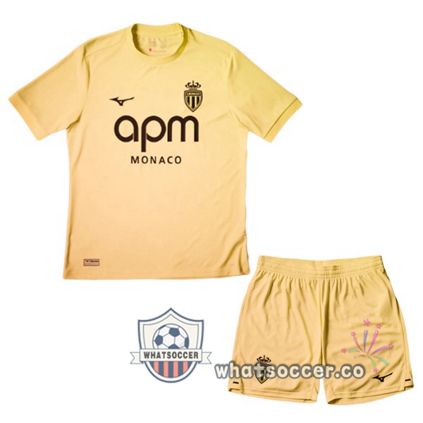 AS Monaco Kids Third Soccer Jerseys Yellow 2025-2026