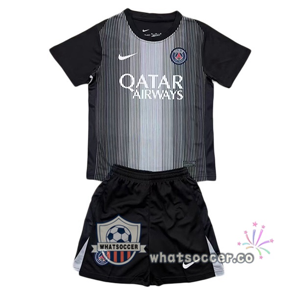 Paris PSG Kids Goalkeeper Soccer Jerseys Black 2025-2026