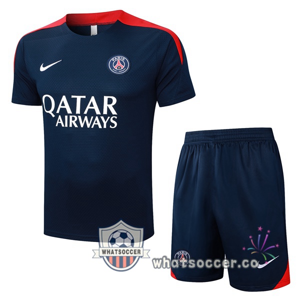 Paris PSG Training T-Shirts + Shorts Blue Royal 2025-2026