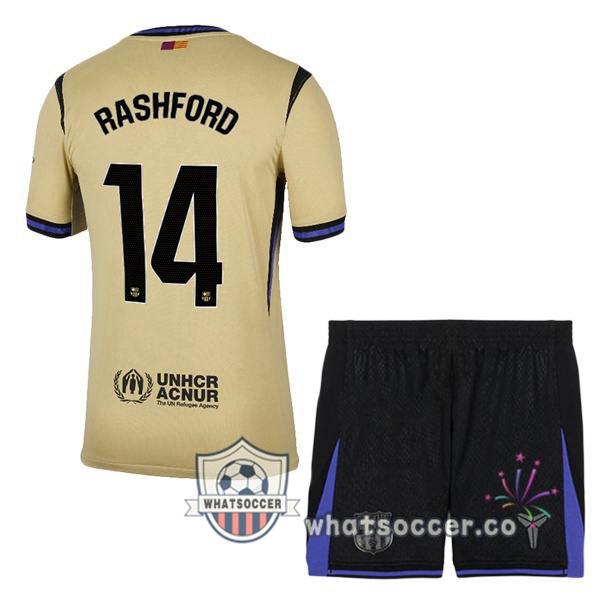 FC Barcelona (RASHFORD 14) Kids Away Soccer Jerseys Yellow 2025-2026