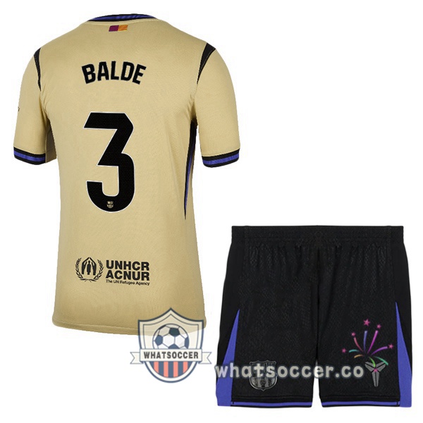FC Barcelona (BALDE 3) Kids Away Soccer Jerseys Yellow 2025-2026