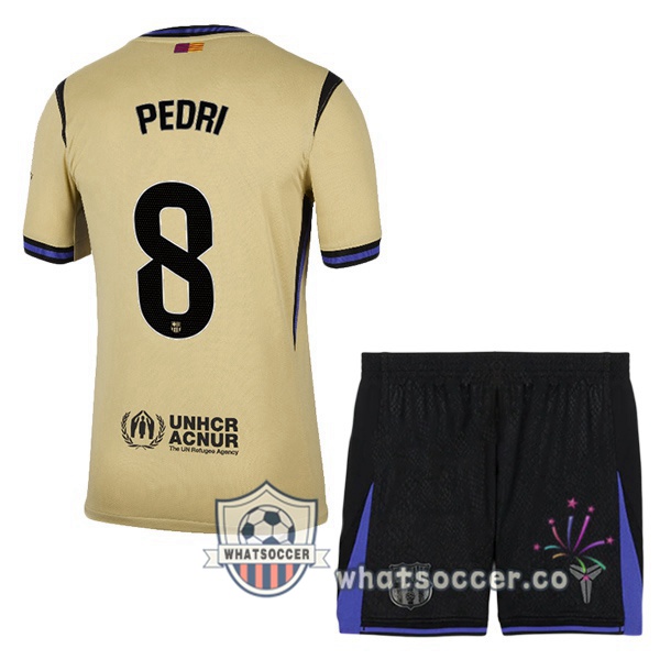 FC Barcelona (PEDRI 8) Kids Away Soccer Jerseys Yellow 2025-2026