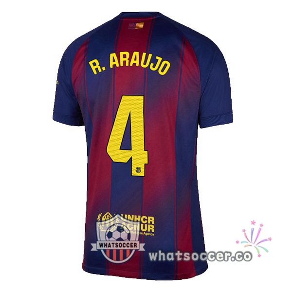 FC Barcelona (R. ARAUJO 4) Home Soccer Jerseys Blue Red 2025-2026