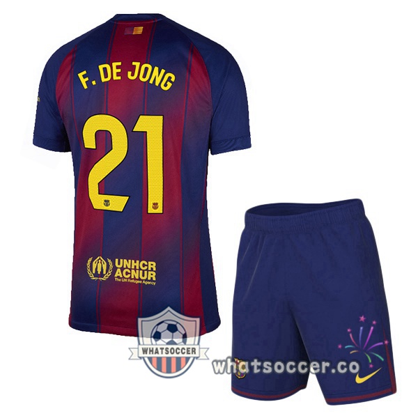 FC Barcelona (F. DE JONG 21) Kids Home Soccer Jerseys Blue Red 2025-2026