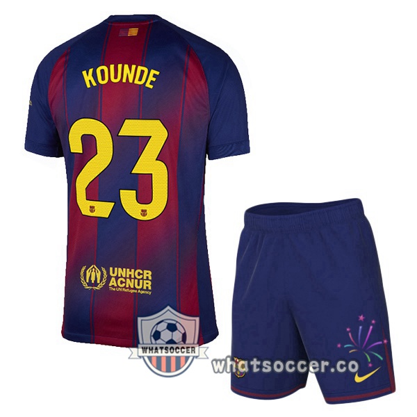 FC Barcelona (KOUNDE 23) Kids Home Soccer Jerseys Blue Red 2025-2026