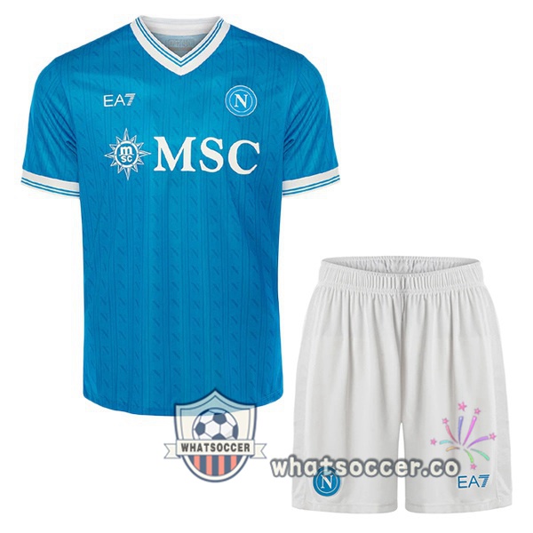 SSC Napoli Kids Home Soccer Jerseys Blue 2025-2026