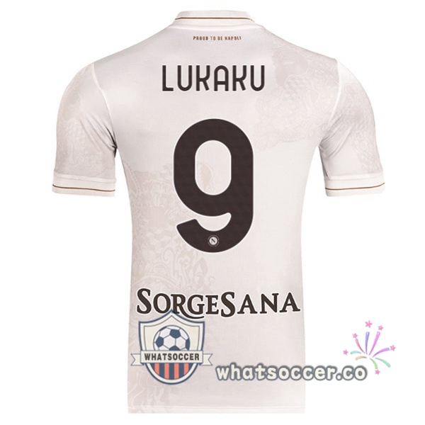 SSC Napoli (Romelu Lukaku 9) Away Soccer Jerseys White 2025-2026