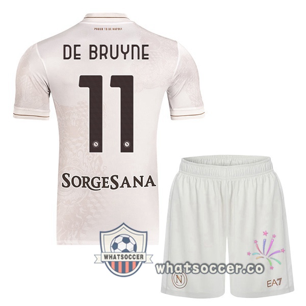 SSC Napoli (Kevin De Bruyne 11) Kids Away Soccer Jerseys White 2025-2026
