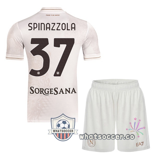SSC Napoli (Leonardo Spinazzola 37) Kids Away Soccer Jerseys White 2025-2026