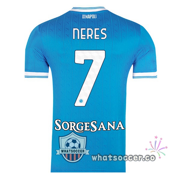 SSC Napoli (David Neres 7) Home Soccer Jerseys Blue 2025-2026