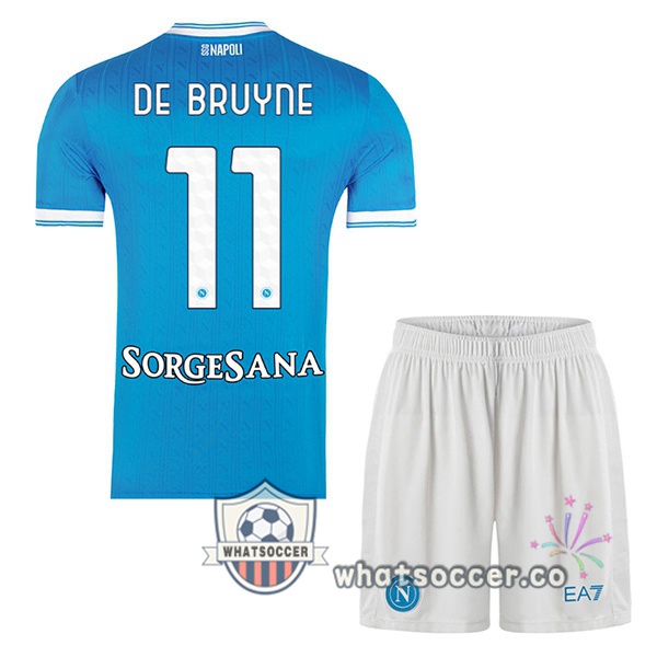 SSC Napoli (Kevin De Bruyne 11) Kids Home Soccer Jerseys Blue 2025-2026