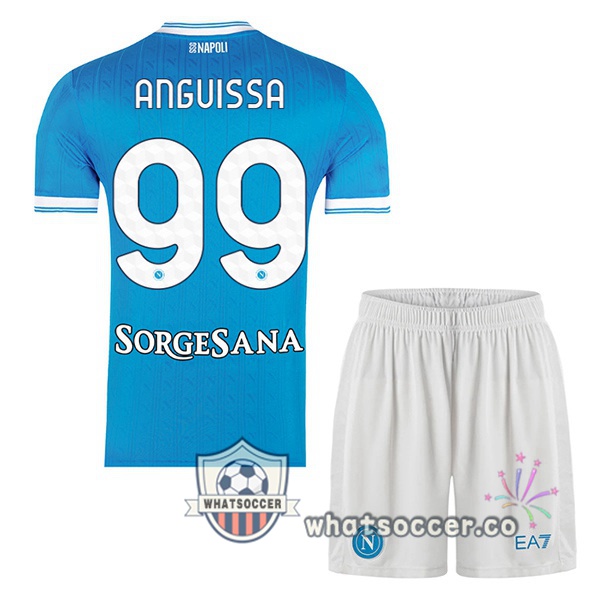 SSC Napoli (André-Frank Anguissa 99) Kids Home Soccer Jerseys Blue 2025-2026